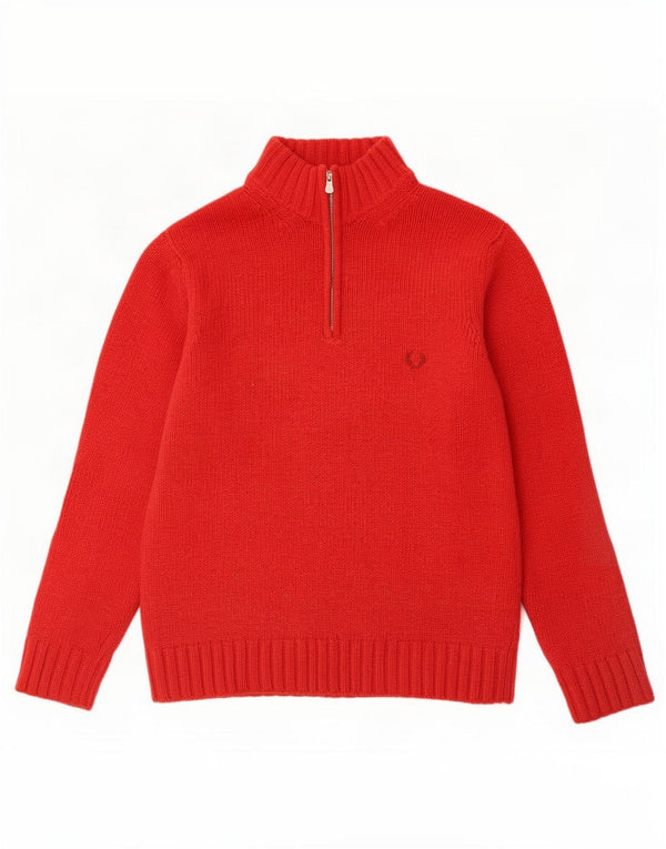 Fred Perry Pull à col zippé pour homme en laine rouge Large