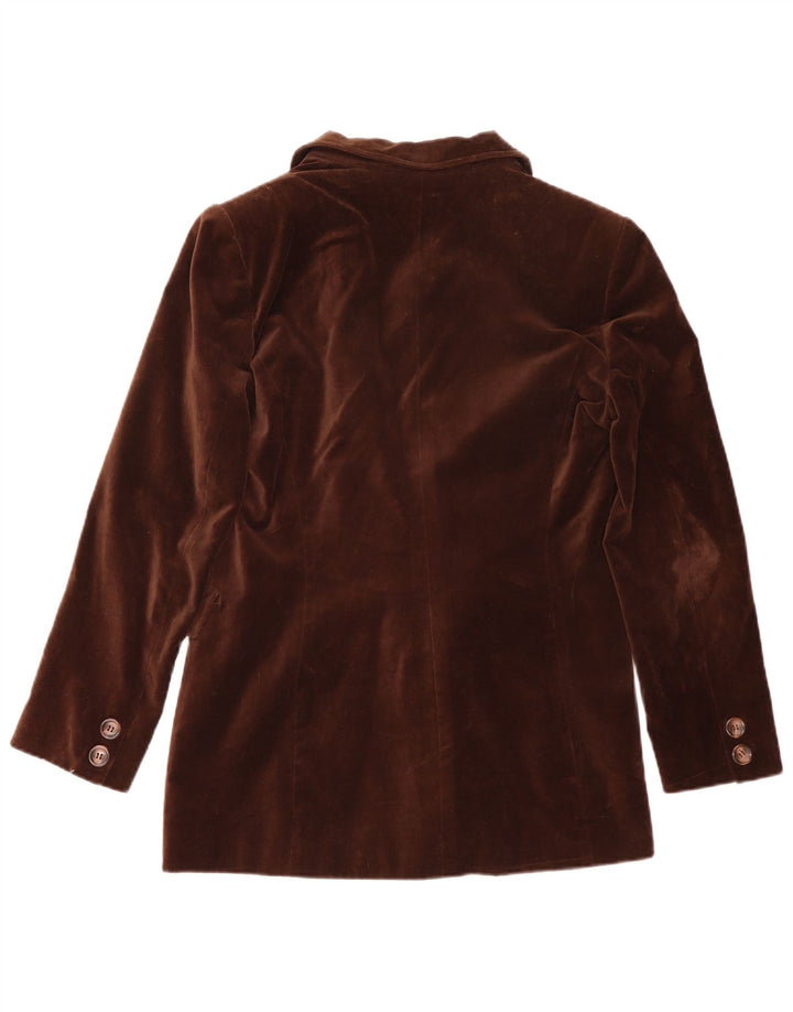 Express Veste blazer double boutonnage en velours pour femme UK 14 Large Marron
