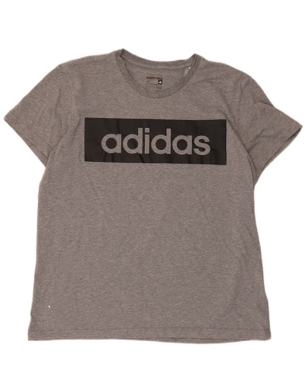 Adidas Hommes Climalite Graphic T-Shirt Top XL Gris Moucheté Coton