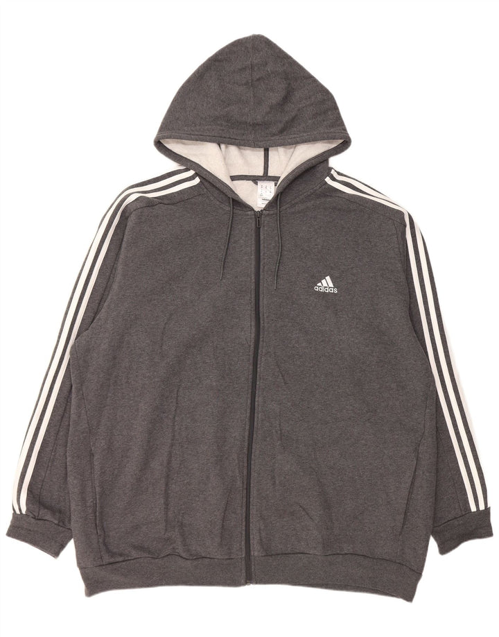 Adidas Pull à capuche zippé pour homme 3XL Gris Coton