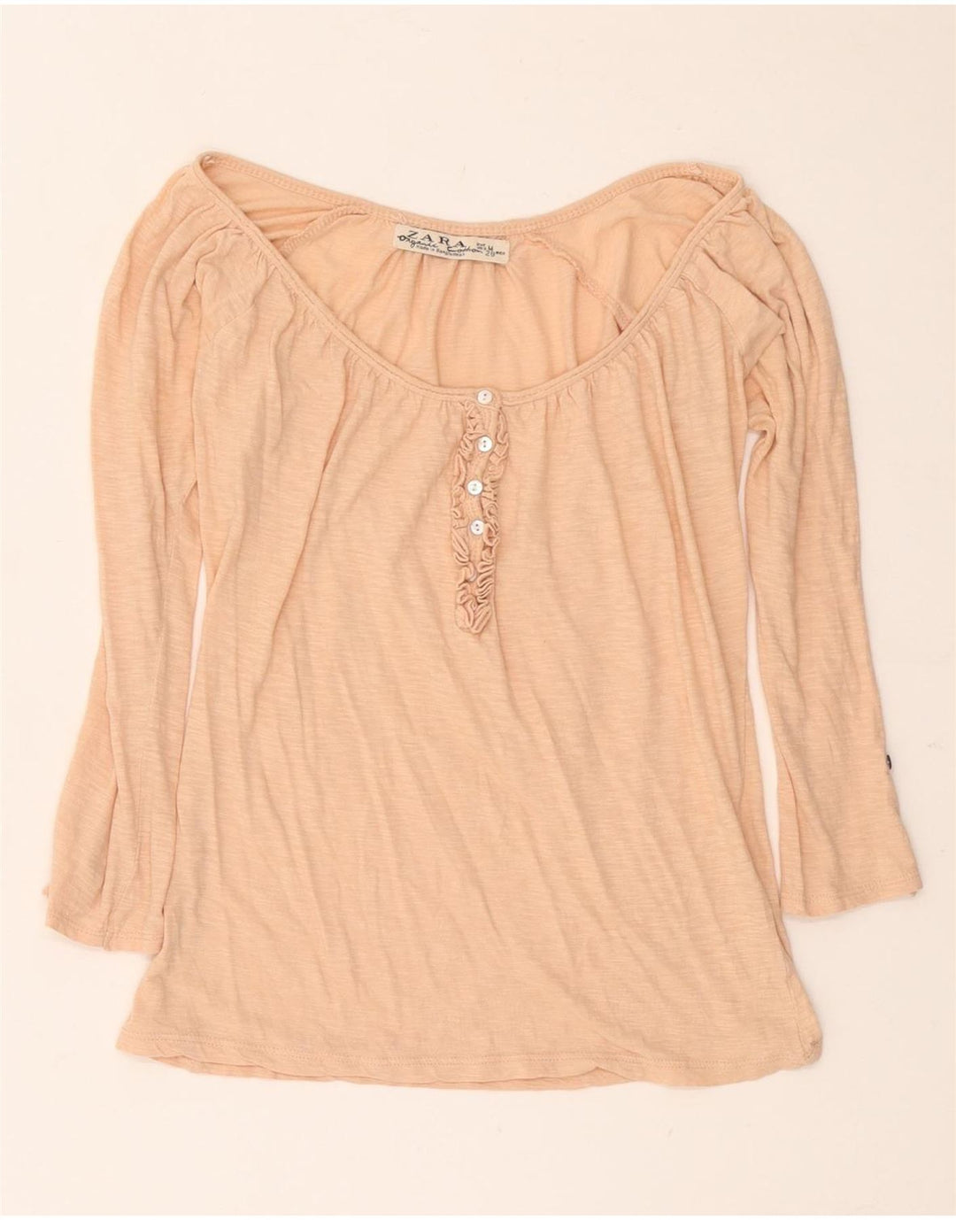 Zara Femme Top Manches Longues UK 12 Rose Moyen Moucheté