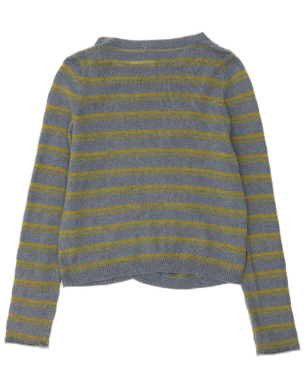 Pull Cardigan Ouvert White Stuff Femme UK 12 Coton Rayé Bleu Moyen