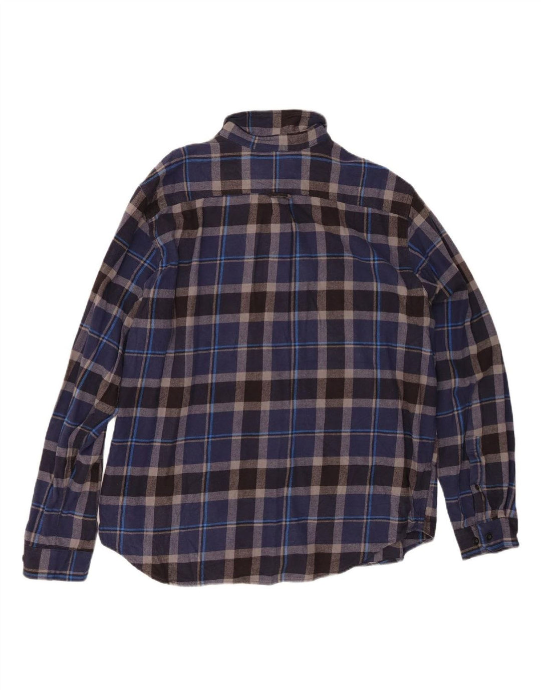EDDIE BAUER Mens Flannel Shirt 2XL Navy Blue Check Cotton