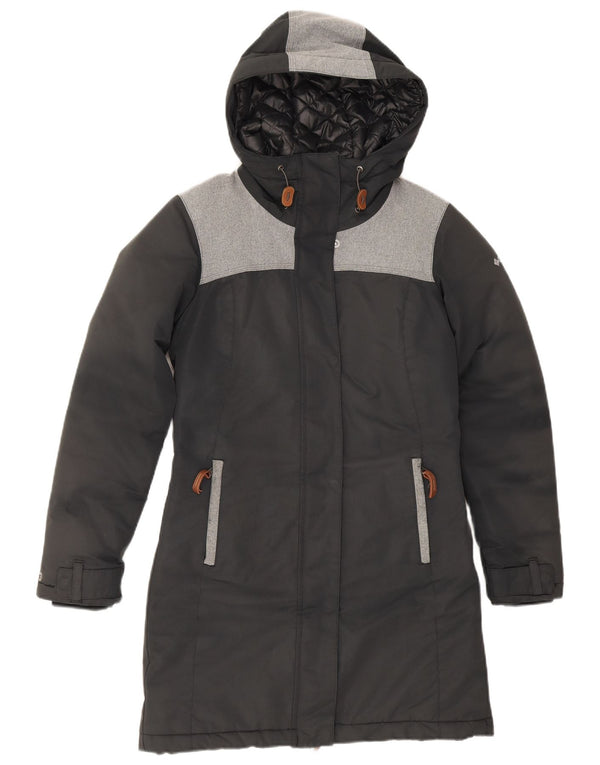 Columbia Manteau matelassé surdimensionné à capuche pour femme UK 6 XS Gris Colorblock