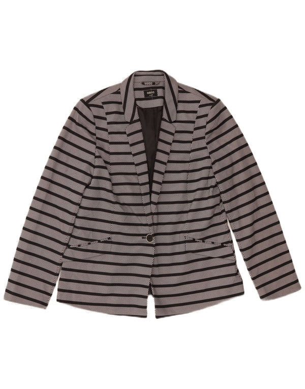 Oasis Veste Blazer 1 Bouton Femme UK 14 Polyester Rayé Gris Moyen