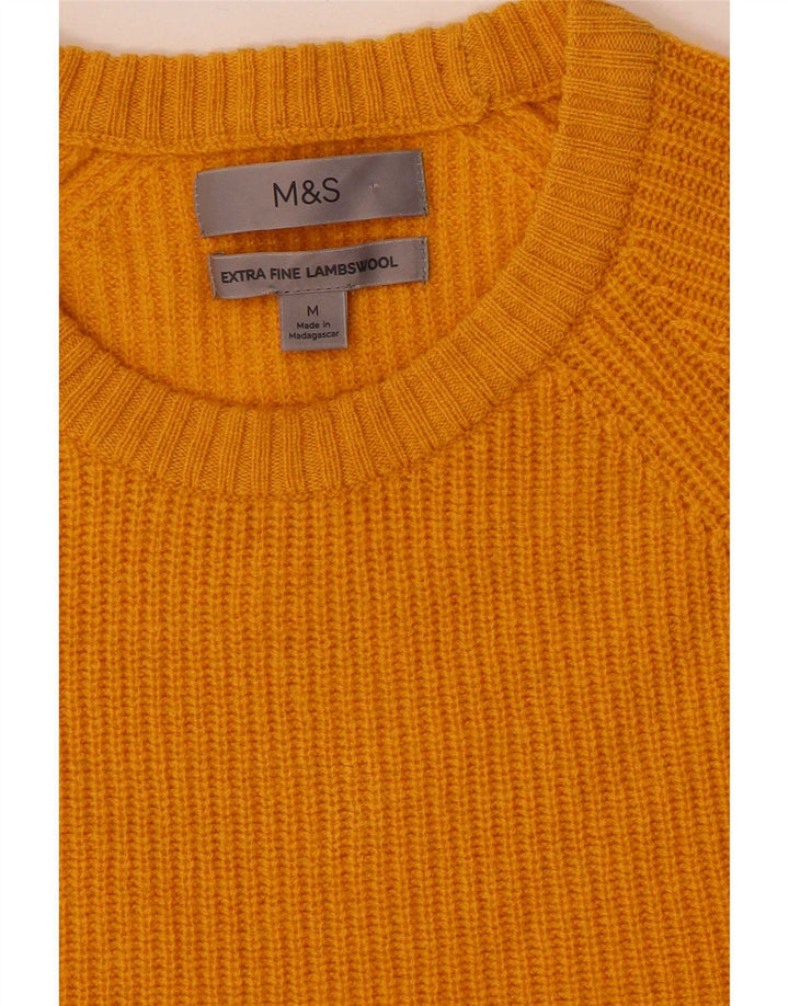 Marks & Spencer Pull Col Ras du Cou Homme Jaune Moyen Laine d'Agneau