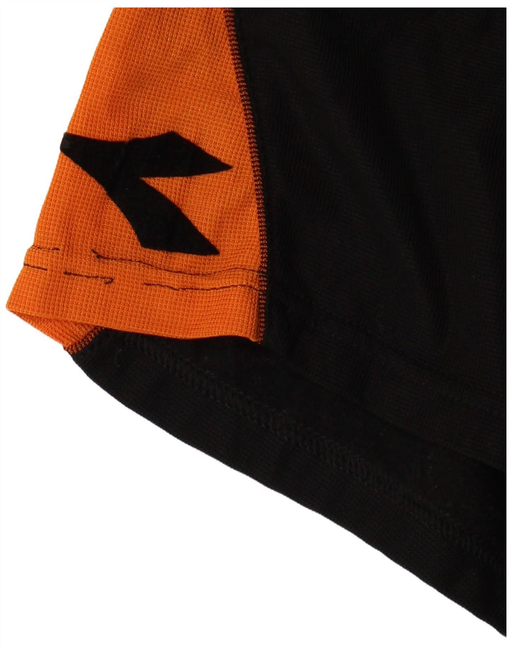 DIADORA Mens Graphic Sport Shorts Large  Black Colourblock Polyester