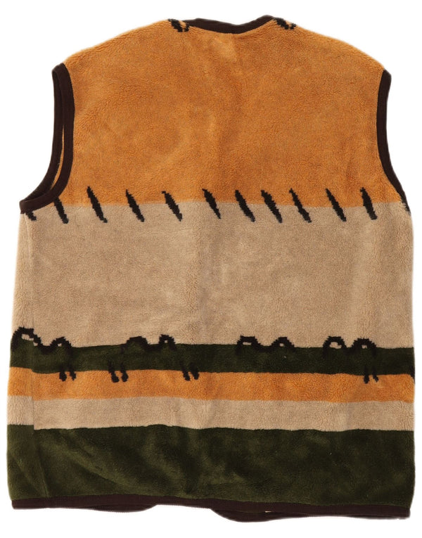 vintage Womens Fleece Gilet UK 20 2XL Multicolore Colourblock Polyester