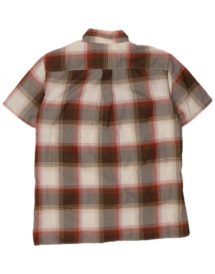 Eddie Bauer Chemise à manches courtes pour hommes en polyester à carreaux gris moyen