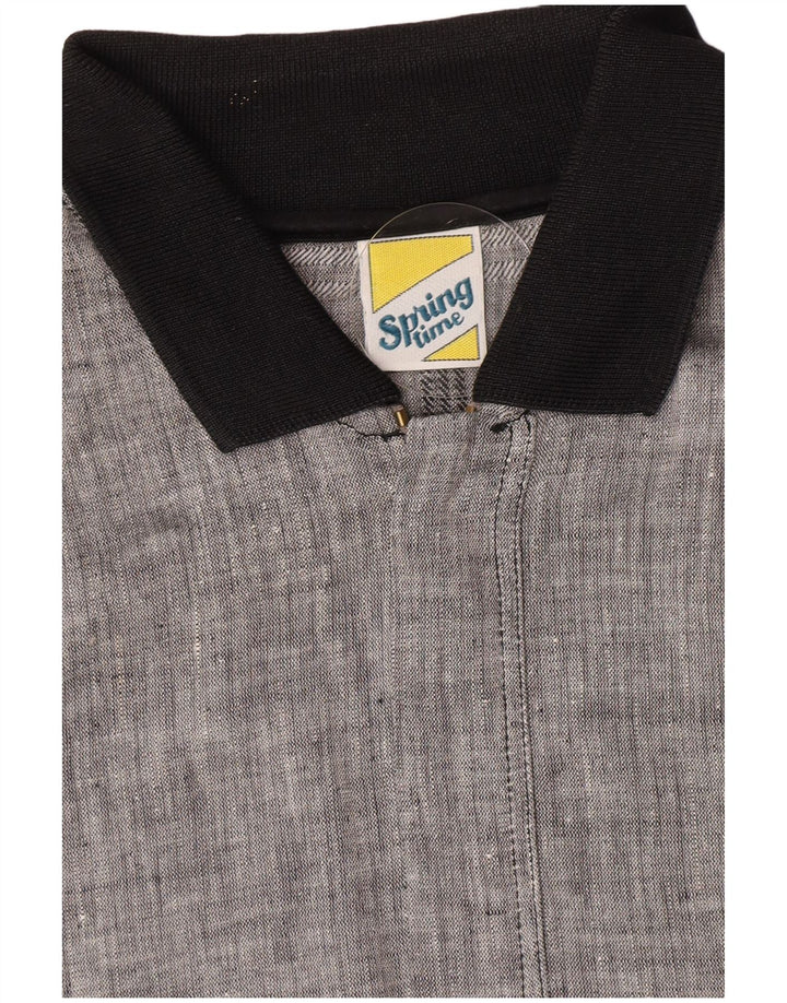 Chemise pull à manches courtes vintage pour hommes à carreaux gris moyen