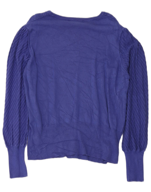 Marks & Spencer Pull col bateau pour femme UK 18 XL Bleu Viscose