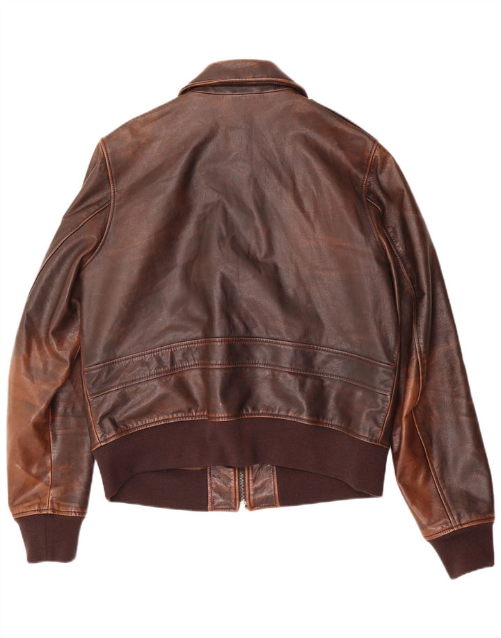 veste en cuir bomber homme vintage IT 52 Grand Marron