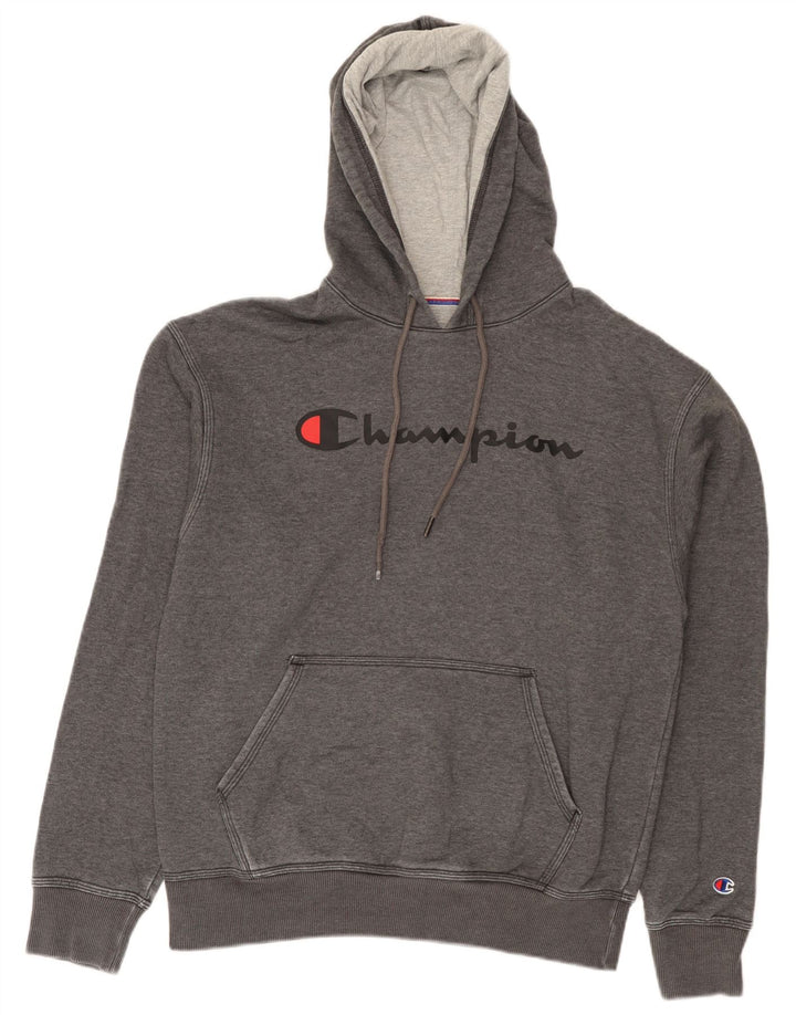 Champion Pull à Capuche Graphique Homme Gris Moyen Moucheté