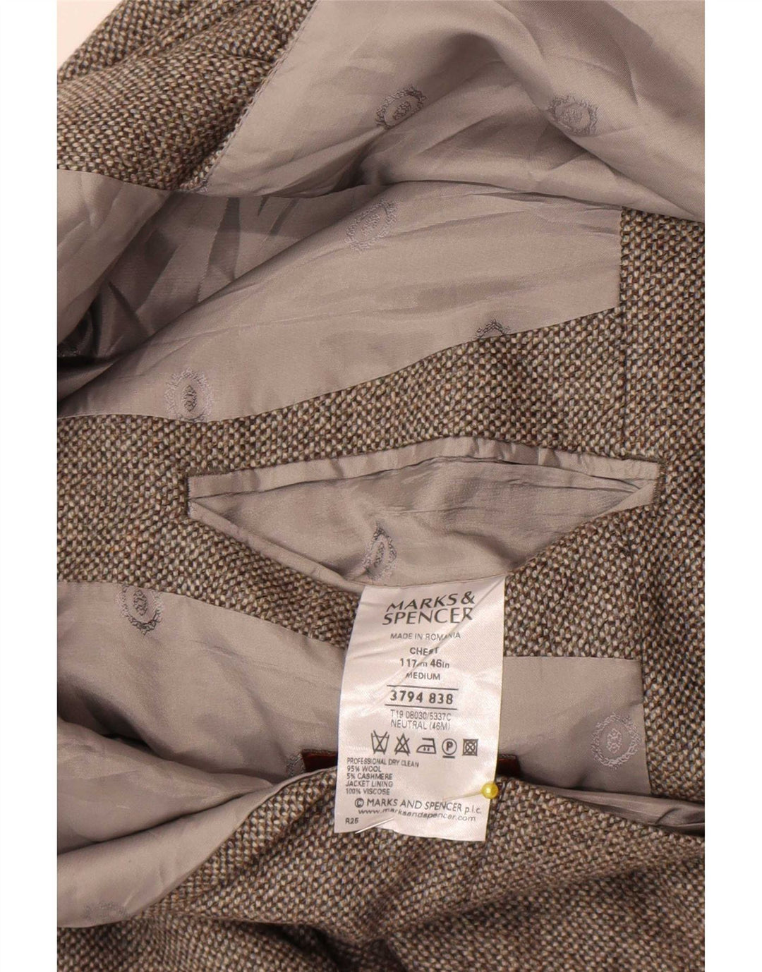 Marks & Spencer Veste Blazer 3 Boutons Homme UK 46 XL Laine Grise