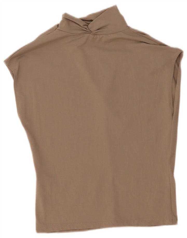 Zara Femme Chemisier Sans Manches Top UK 12 Gris Moyen Polyamide