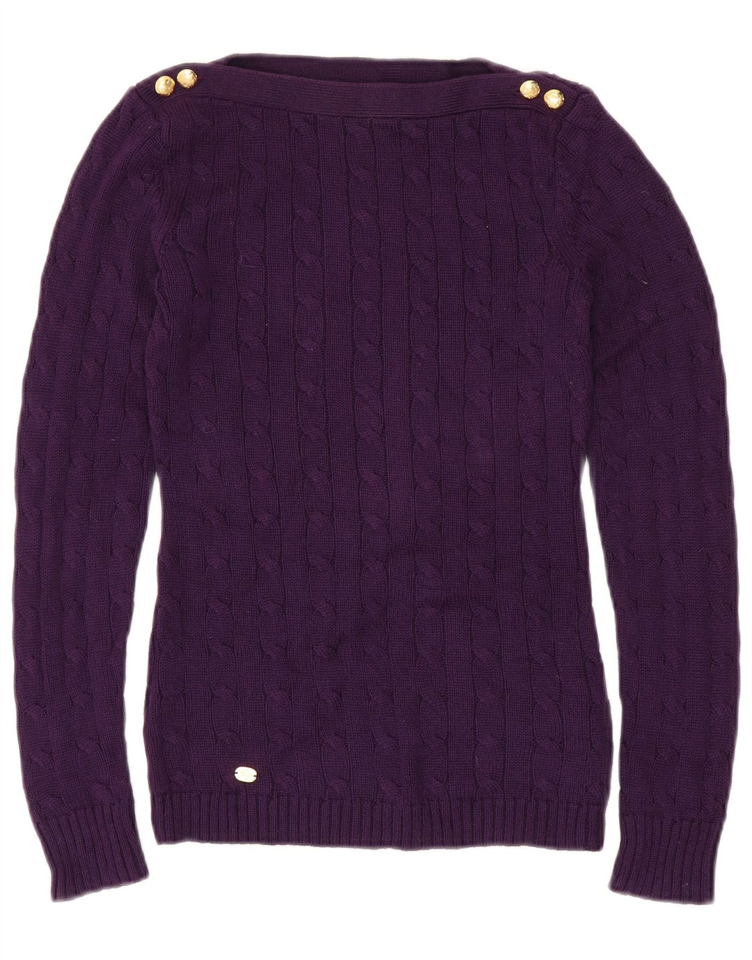 RALPH LAUREN Pull col bateau pour femme UK 2 2XS Violet Coton