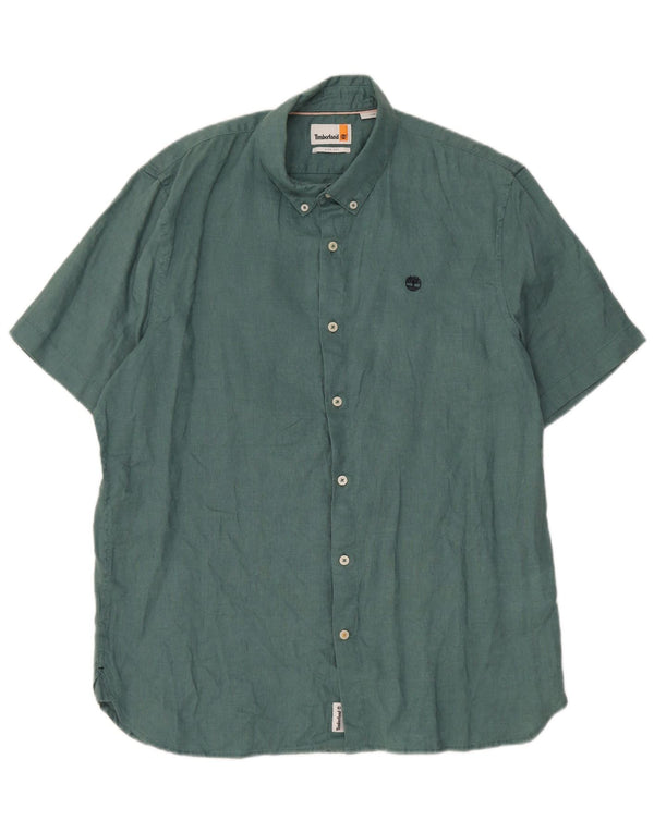 Timberland Chemise slim à manches courtes pour homme en lin vert grand