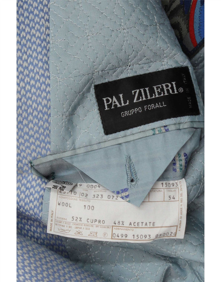 Pal Zileri Veste Blazer 2 Boutons Homme IT 54 2XL Bleu Géométrique Laine