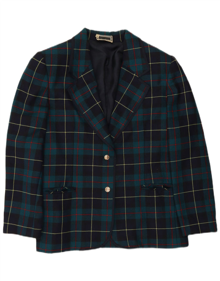 Luisa Spagnoli Veste blazer à 2 boutons pour femme IT 44 en laine à carreaux bleu moyen