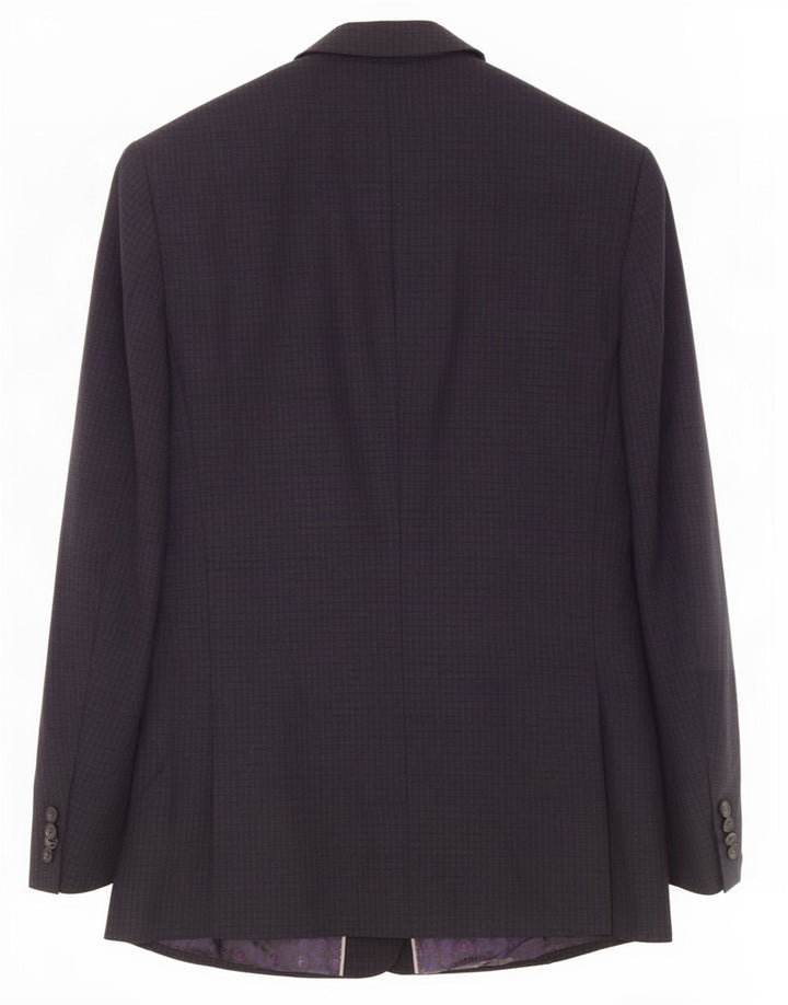 Marks & Spencer Veste blazer à 2 boutons pour homme UK 36 Petit gris à carreaux en laine