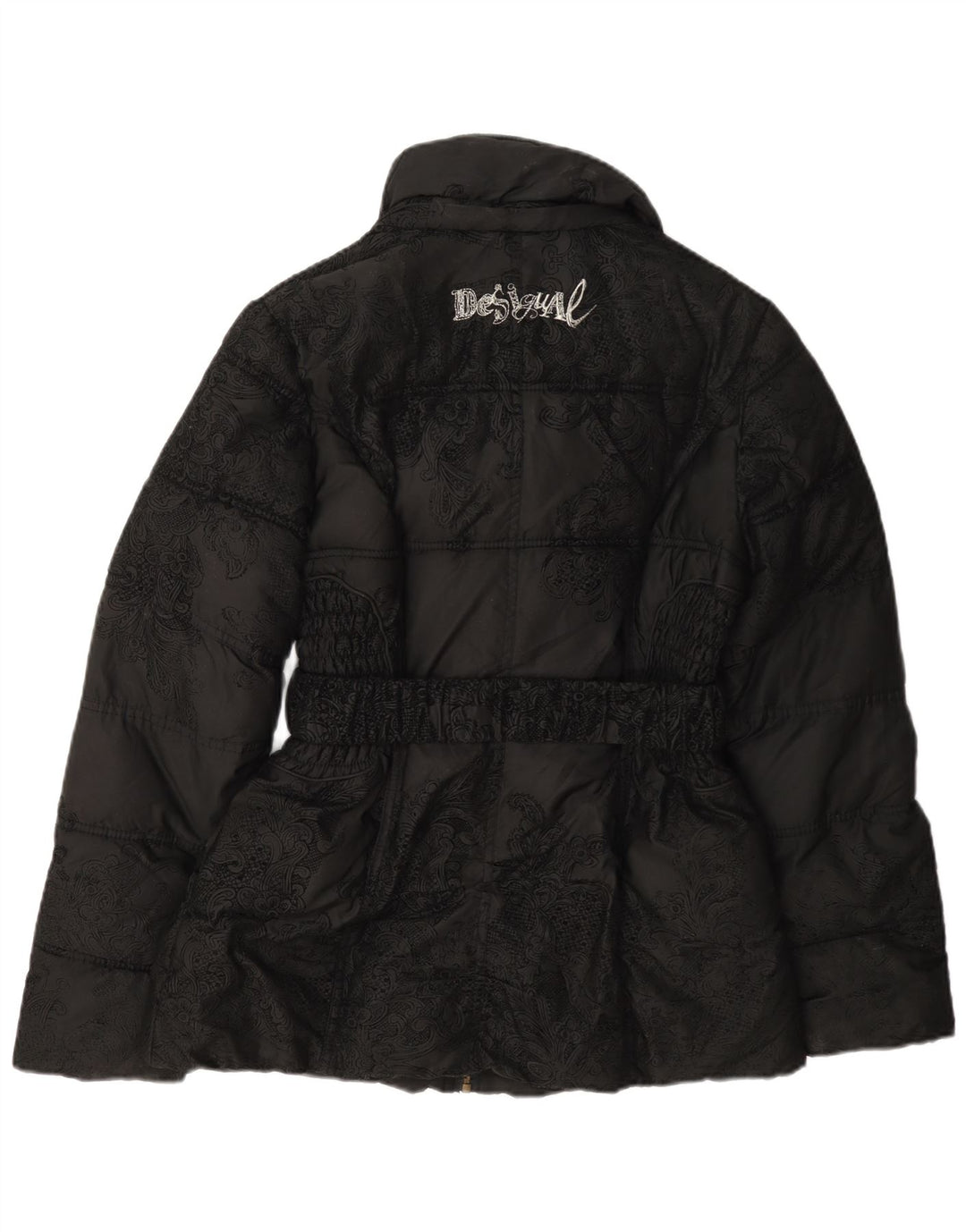 Desigual Veste matelassée graphique pour femme EU 40 Medium Noir Paisley Polyester
