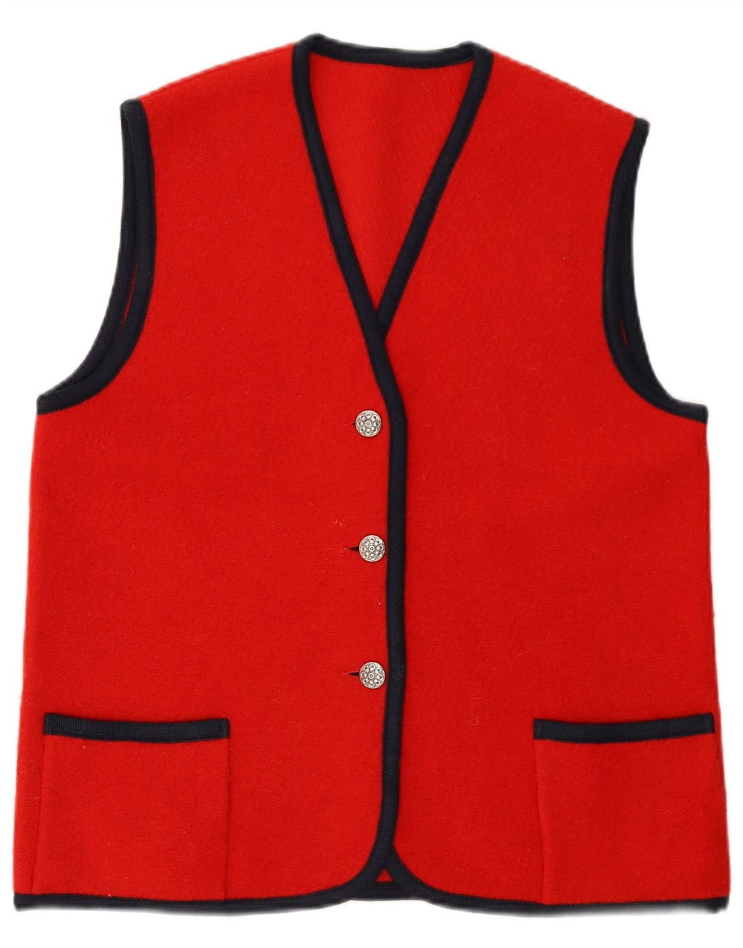 VINTAGE Pull cardigan sans manches femme UK 14 Rouge moyen