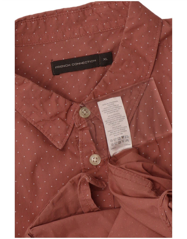 FRENCH CONNECTION Chemise Homme XL Coton Taché Bordeaux