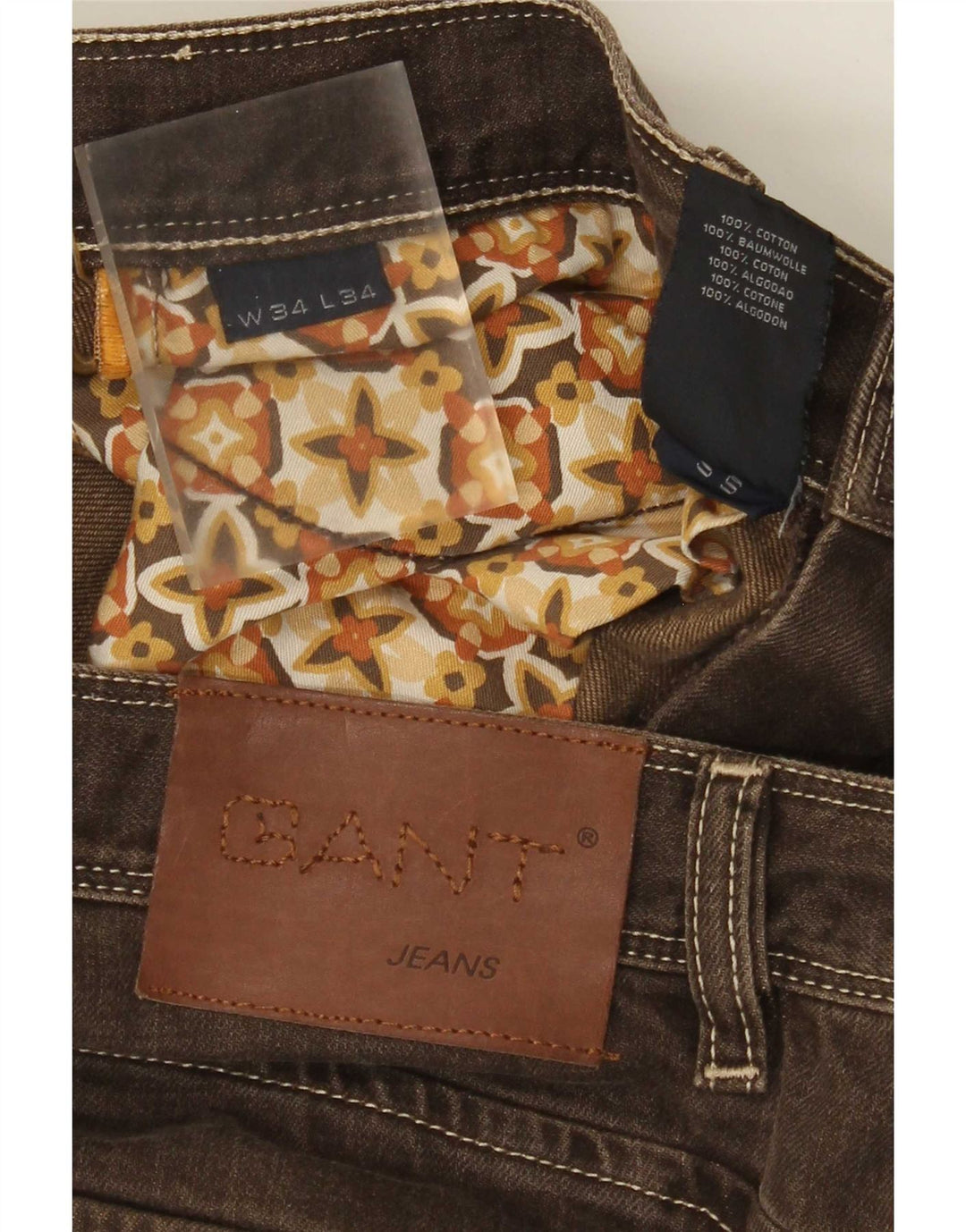 Gant Jean droit homme W34 L34 marron coton