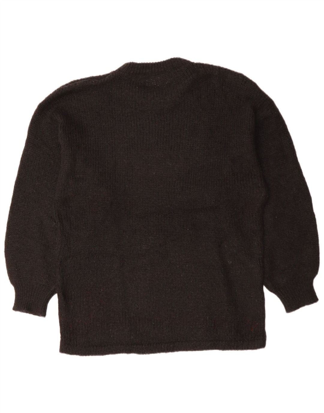 VINTAGE Pull long à col rond pour femme UK 18 XL Noir