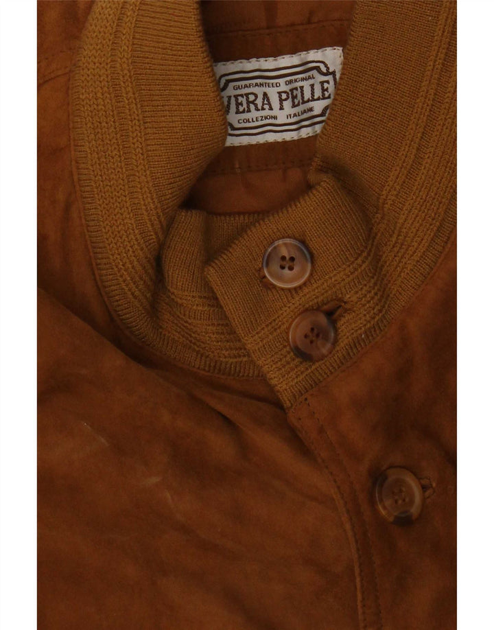 vintage Mens Suede Bomber Jacket UK 40 Grand Cuir Brun