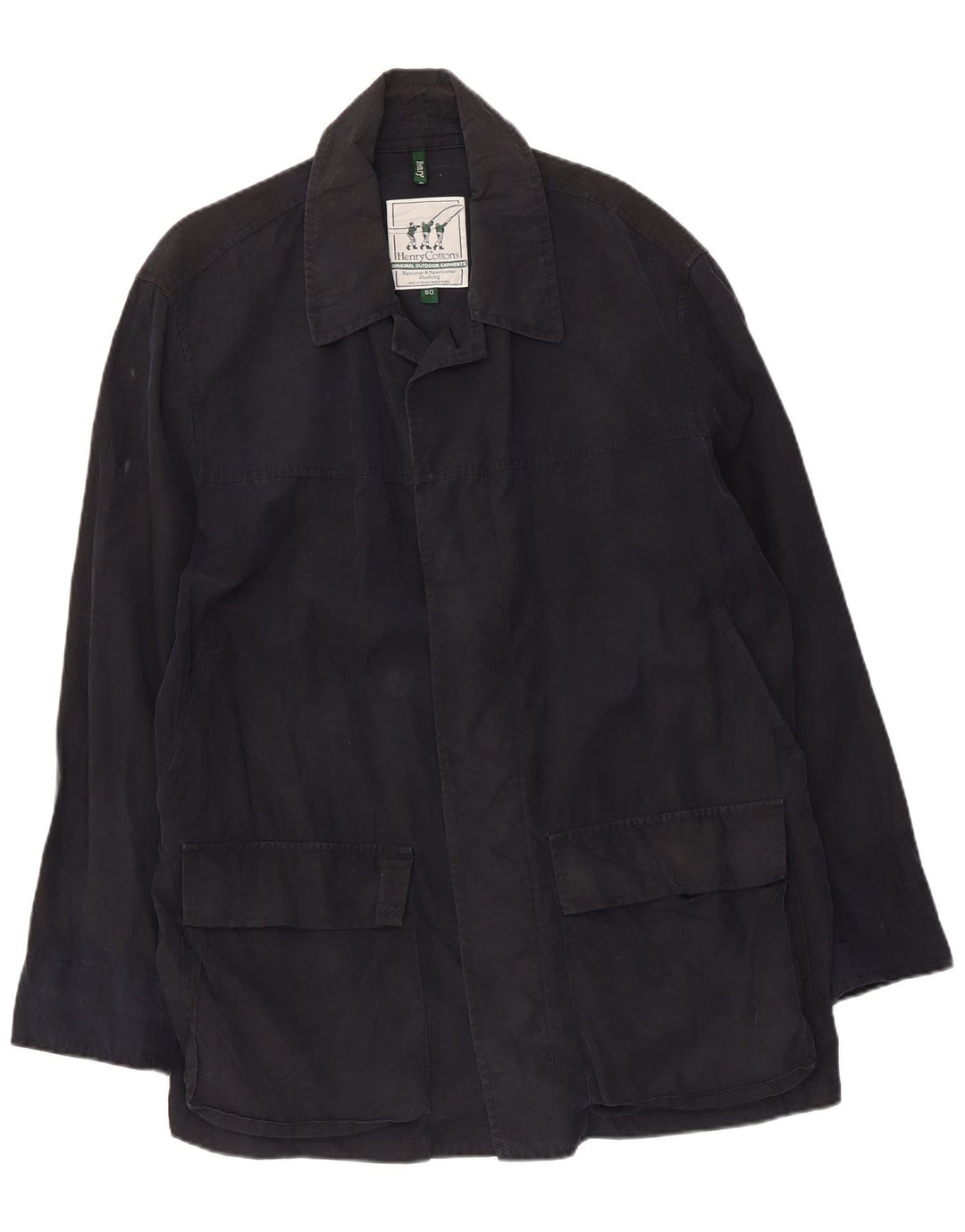 Henry Cottons Veste de Pluie Homme IT 50 Large Bleu Marine Coton