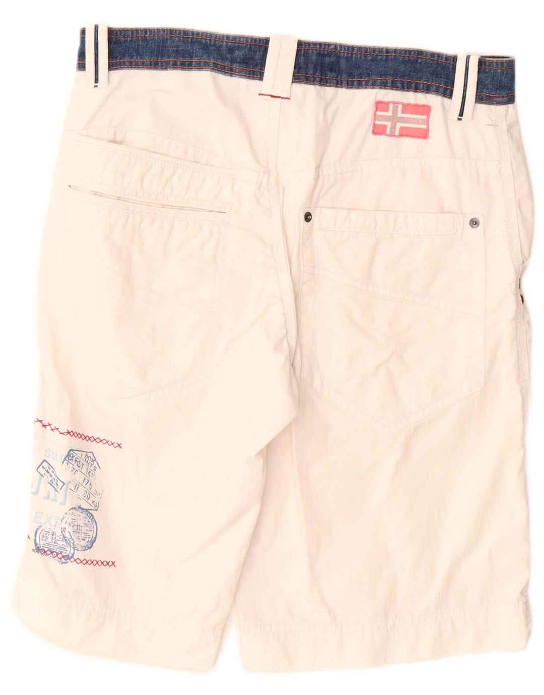 Napapijri Short cargo graphique pour homme IT 46 Small W30 Blanc