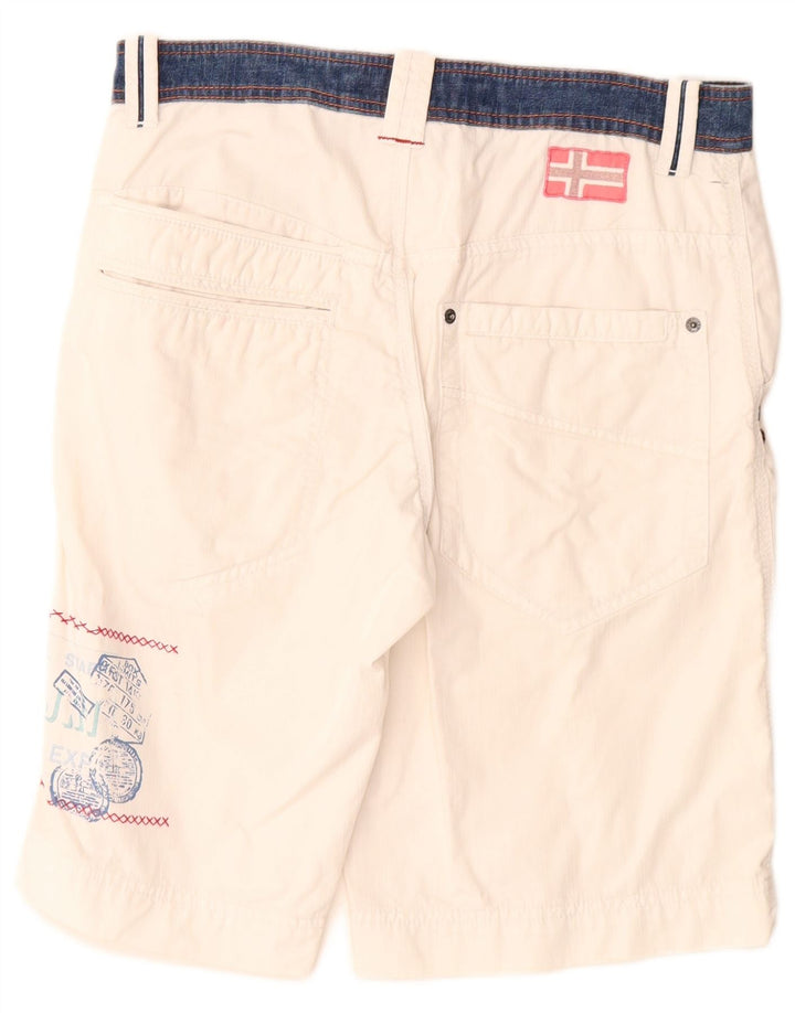 Napapijri Short cargo graphique pour homme IT 46 Small W30 Blanc