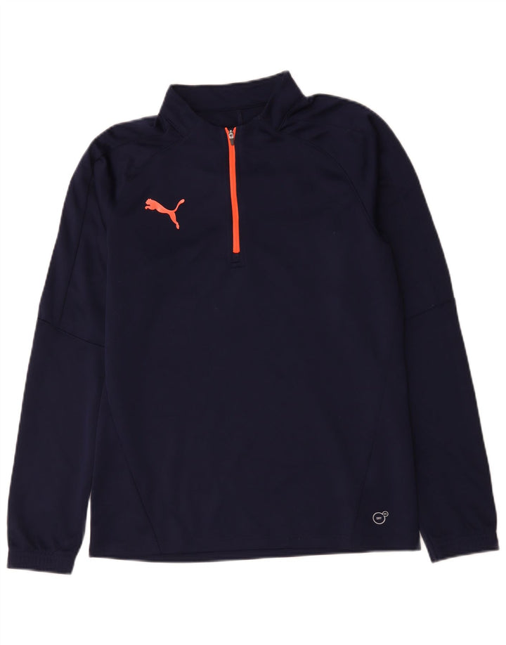 Puma Haut de survêtement à col zippé pour homme Petit bleu marine Polyester