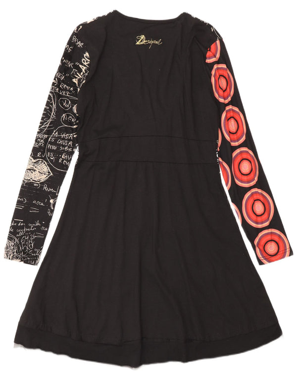 Desigual Femme Motif Abstrait Graphique Robe Empire XL Noir Moderne