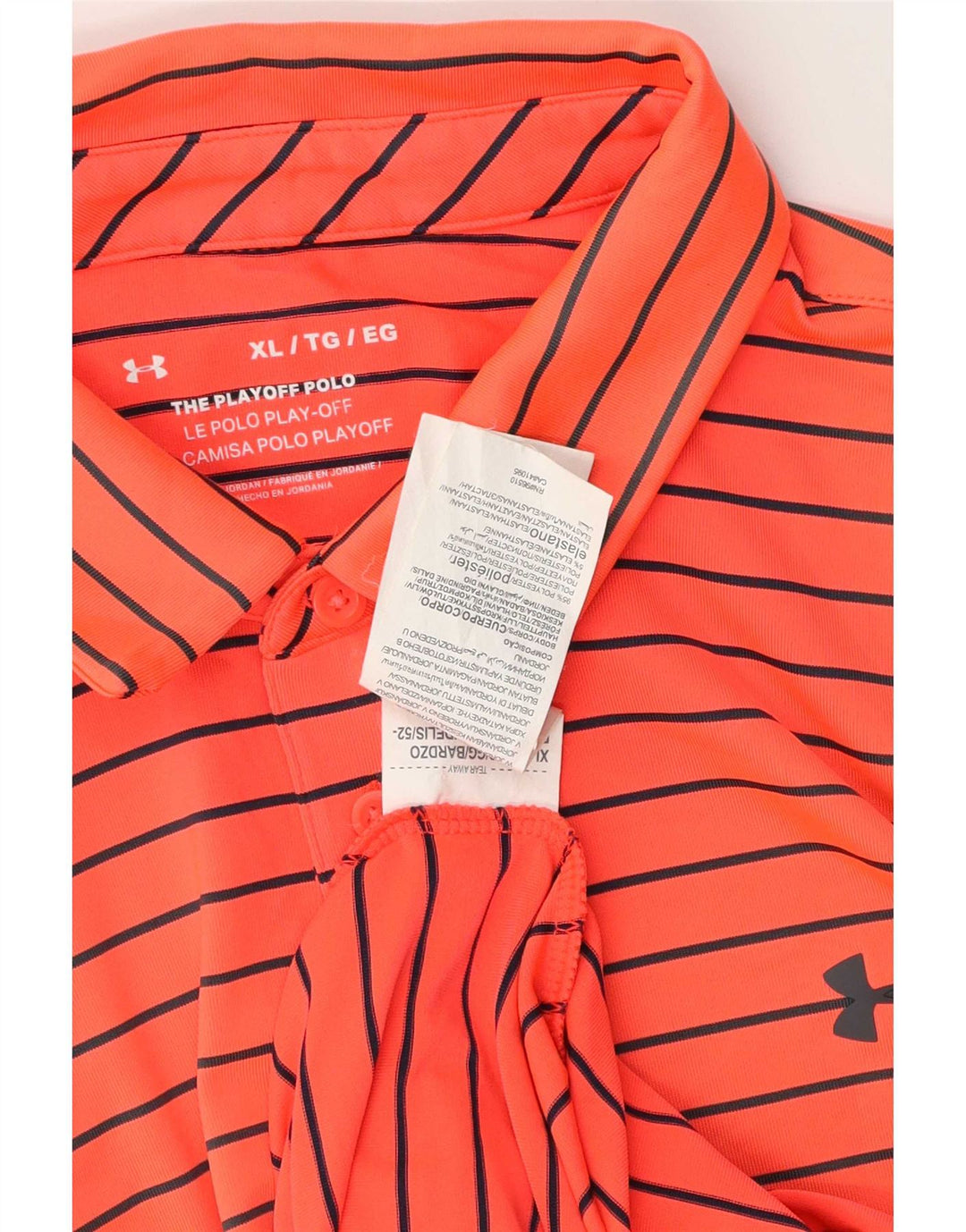 Under Armour Polo Homme XL Orange Rayé Polyester