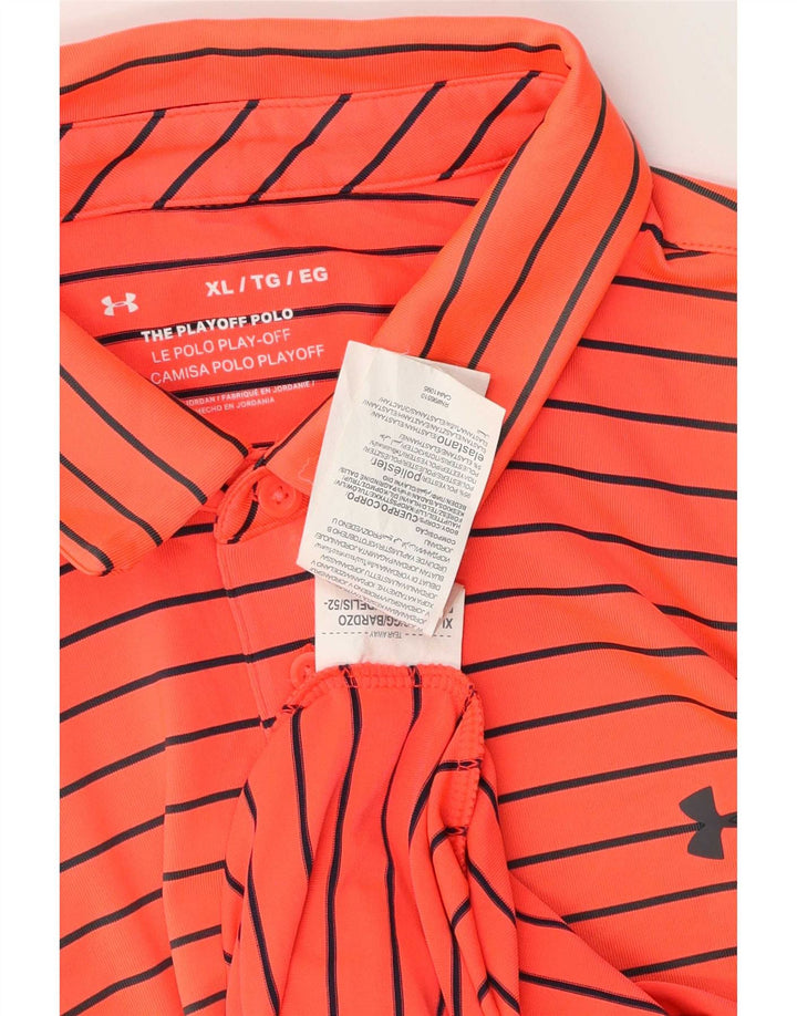 Under Armour Polo Homme XL Orange Rayé Polyester