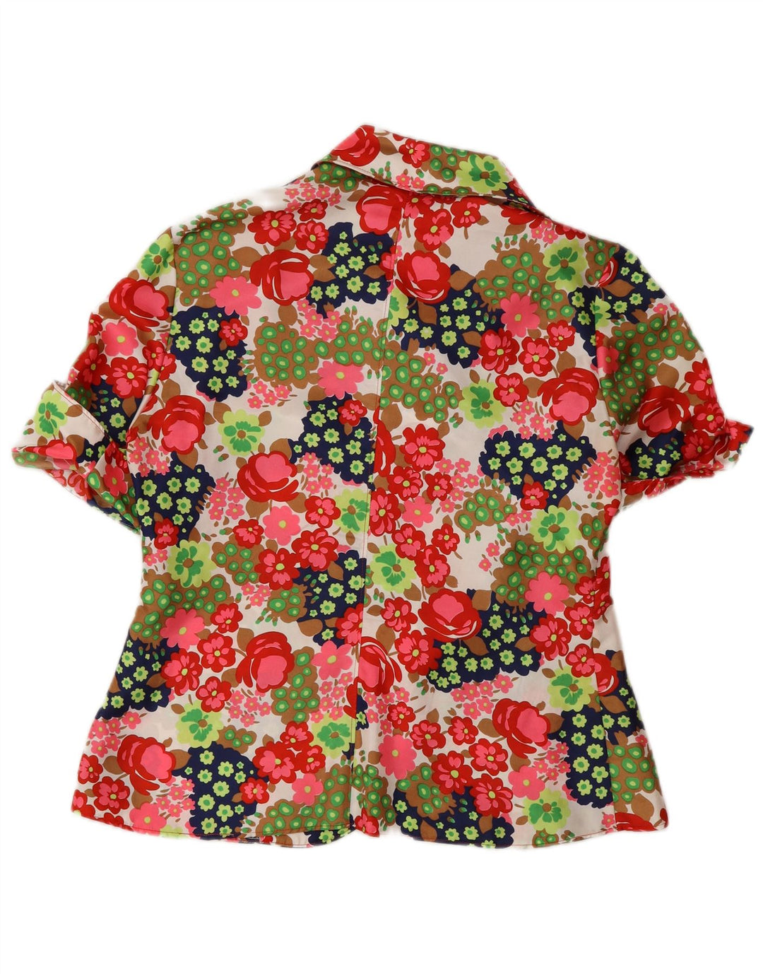 VINTAGE Veste Blazer à Manches Courtes Femme UK 12 Moyen Multicolore