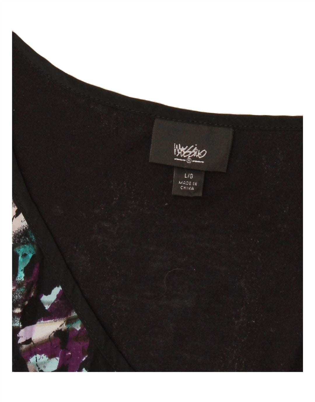 MOSSIMO Womens Vest Top UK 16 Large Black Tie Dye Polyester Vintage Mossimo and Second-Hand Mossimo from Messina Hembry 