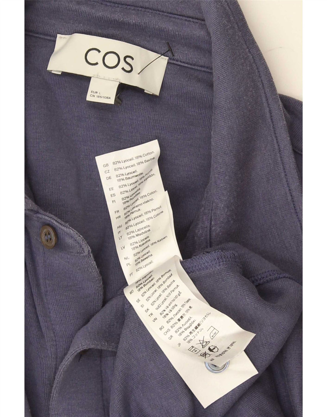 Cos Chemise à Manches Courtes Homme Large Lyocell Bleu Marine