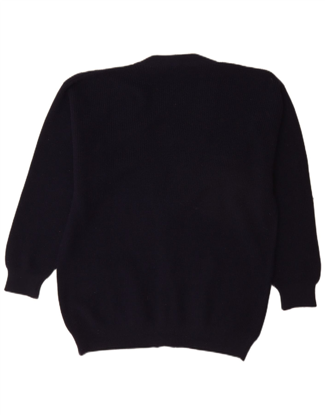 vintage Mens Cardigan Pull Grande Marine Bleu Nouvelle Laine