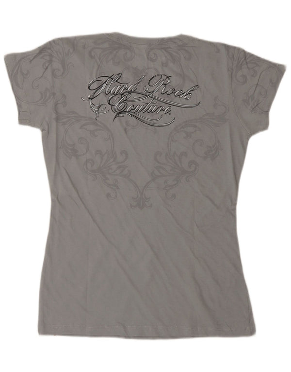 HARD ROCK CAFE T-shirt graphique Venice pour femme UK 10 petit coton gris