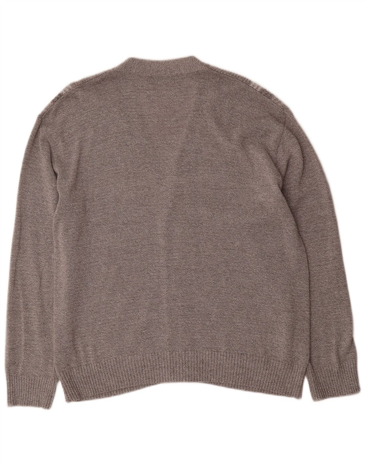 Senator Pull Cardigan Homme IT 52 Grand Coton Rayé Gris