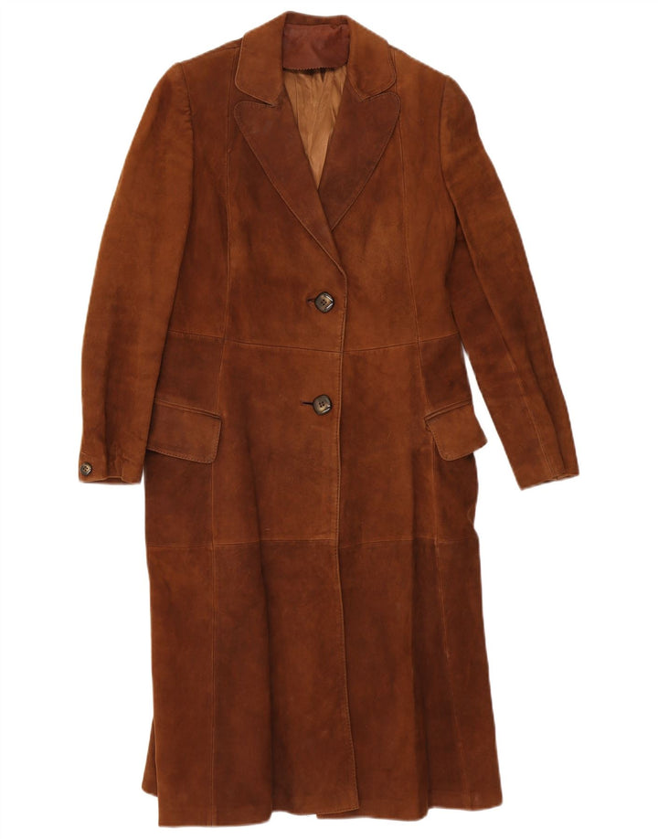 vintage Femme Suède Pardessus IT 44 Brun Moyen