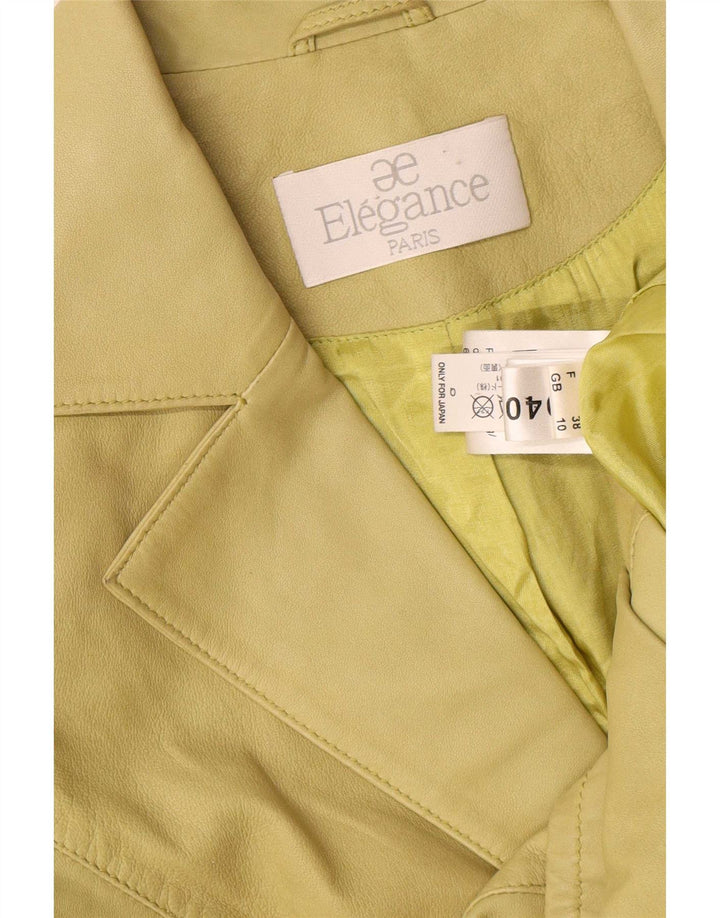 Elegance Veste blazer en cuir à 3 boutons pour femme UK 10 Petit cuir vert