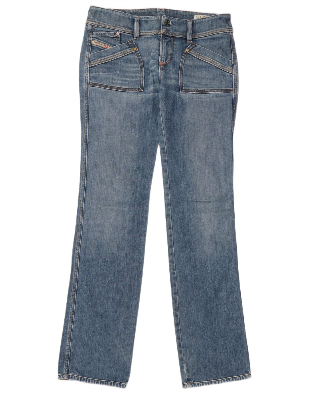 DIESEL Femme Reckfly Jean Droit W29 L32 Bleu Coton