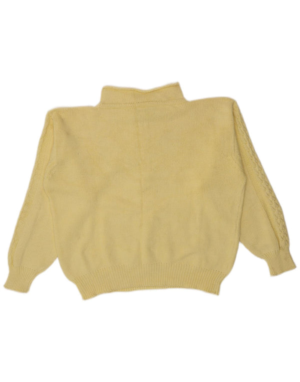 vintage Womens Turtle Neck Jumper Pull UK 16 Grand Jaune