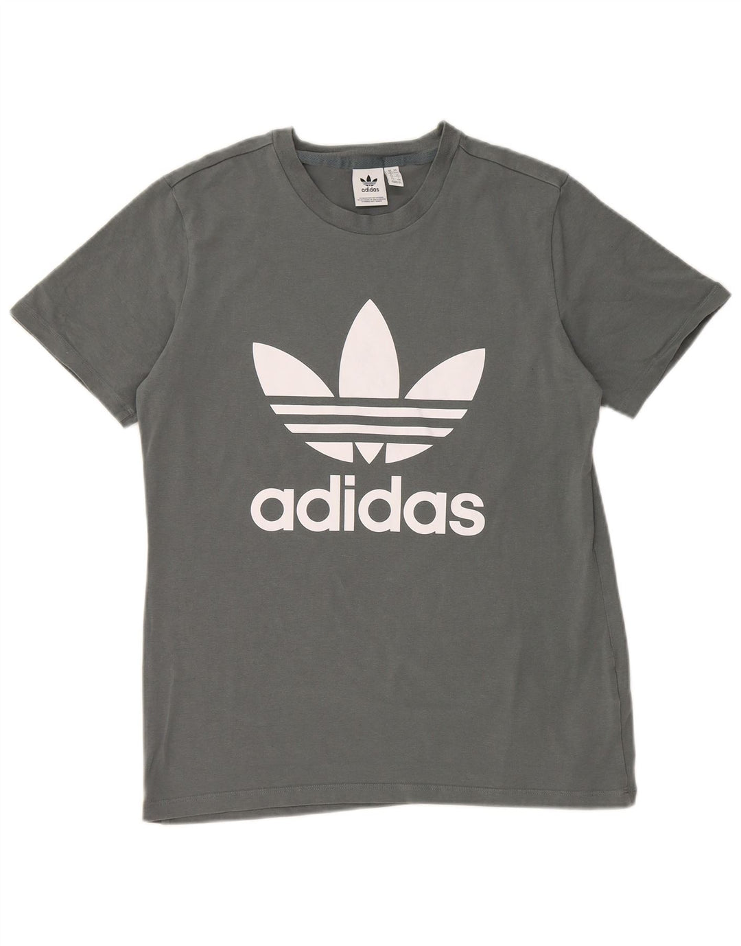 ADIDAS T-shirt graphique pour femme UK 16 Large Gris Coton