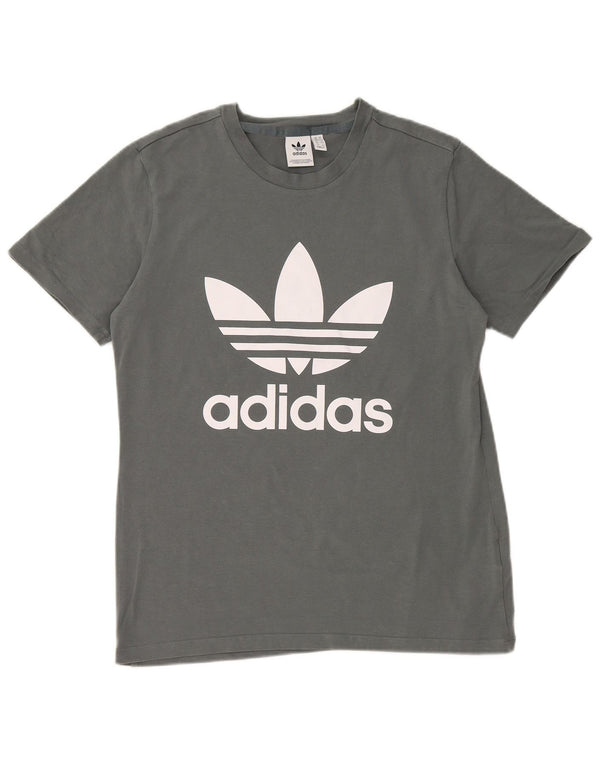 ADIDAS T-shirt graphique pour femme UK 16 Large Gris Coton