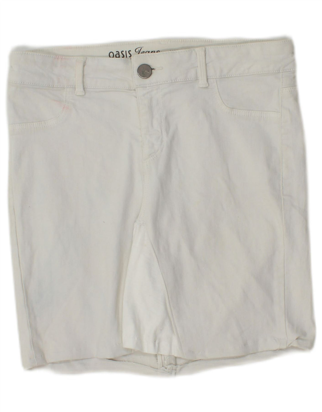 Oasis Short en jean pour femme UK 12 Medium W28 Blanc Coton
